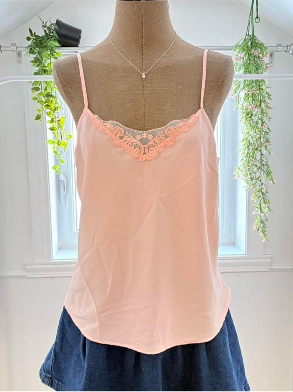 Women's Lace-Trim Pink Cami Top by Lilianne